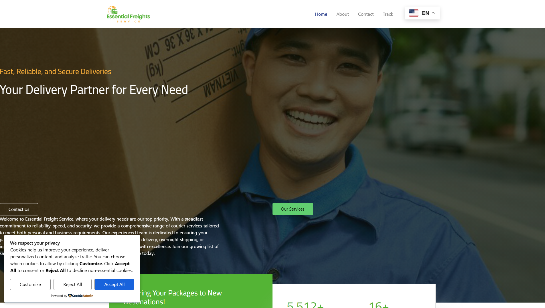 Screenshot of essentialfreightservice.com