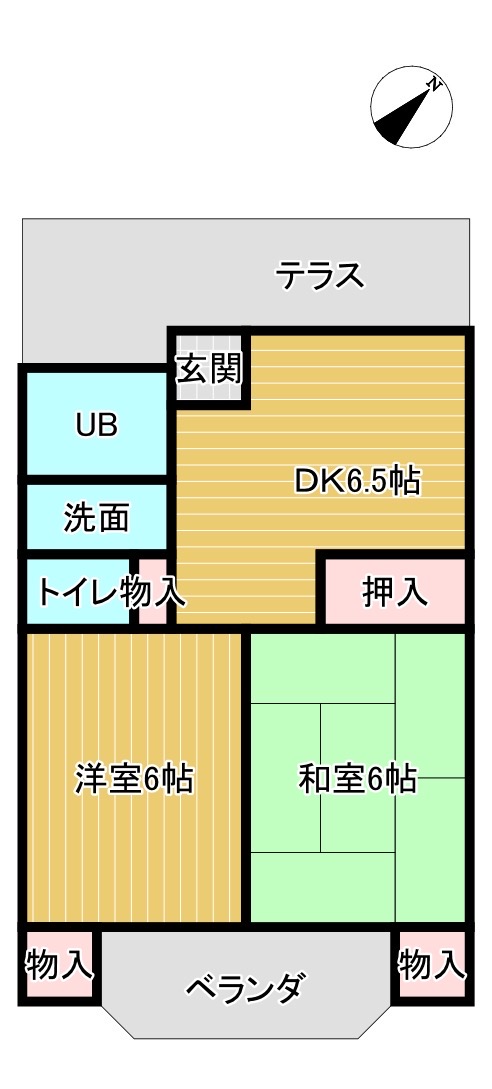 ハイツカラサワ101号室 2LDK間取り図