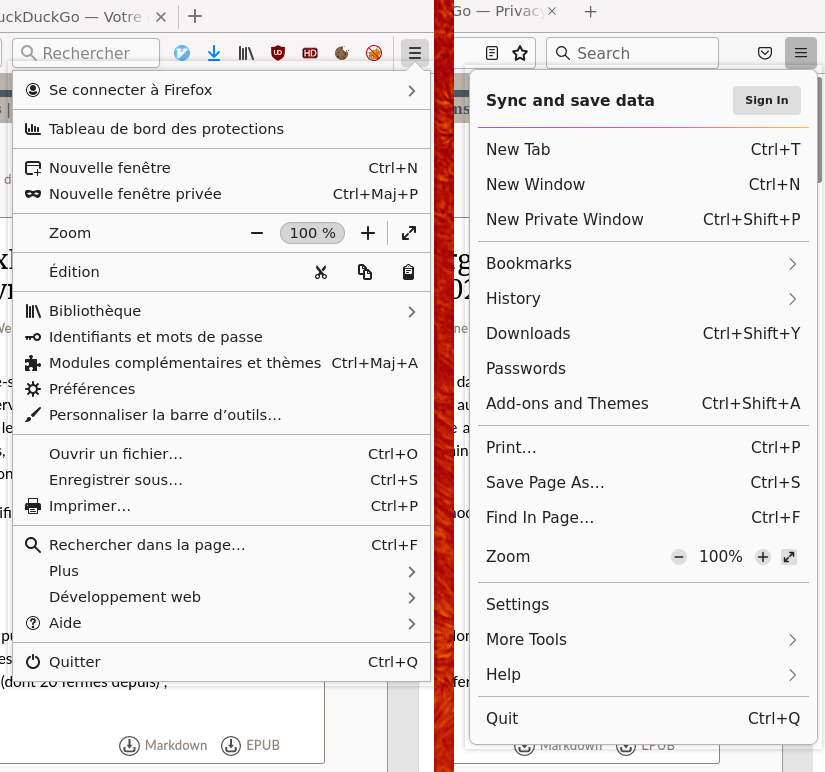 comparaison menu