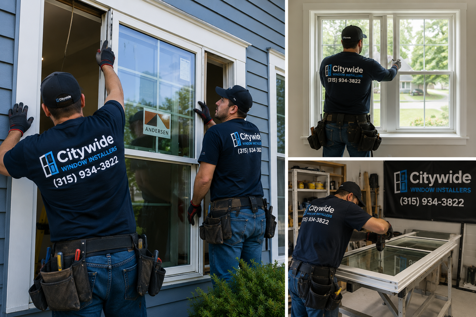 Certified window installers completing an energy efficient window replacement