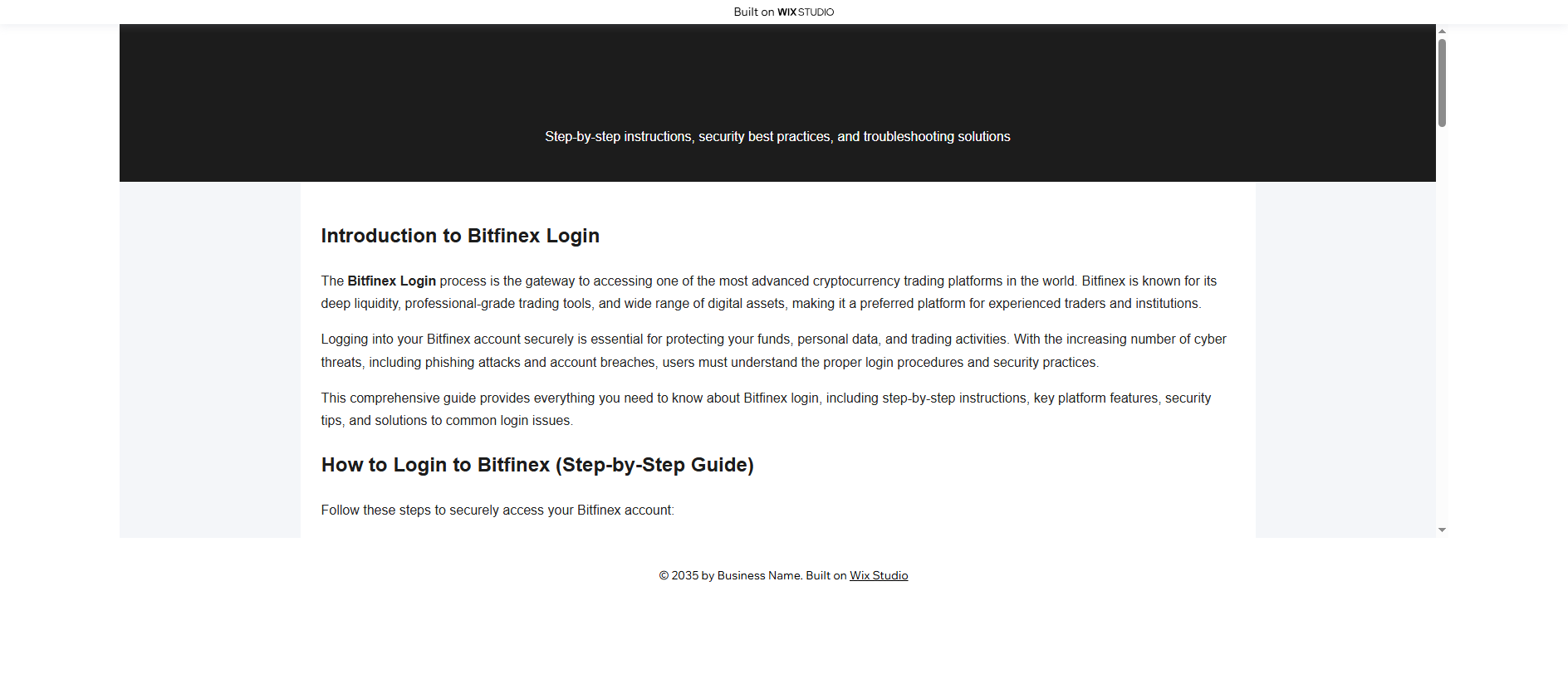 Stored capture of bitfinax.wixstudio.com
