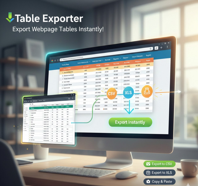 Table Exporter Chrome Extension - Export tables to CSV, XLS, or Copy to Sheet