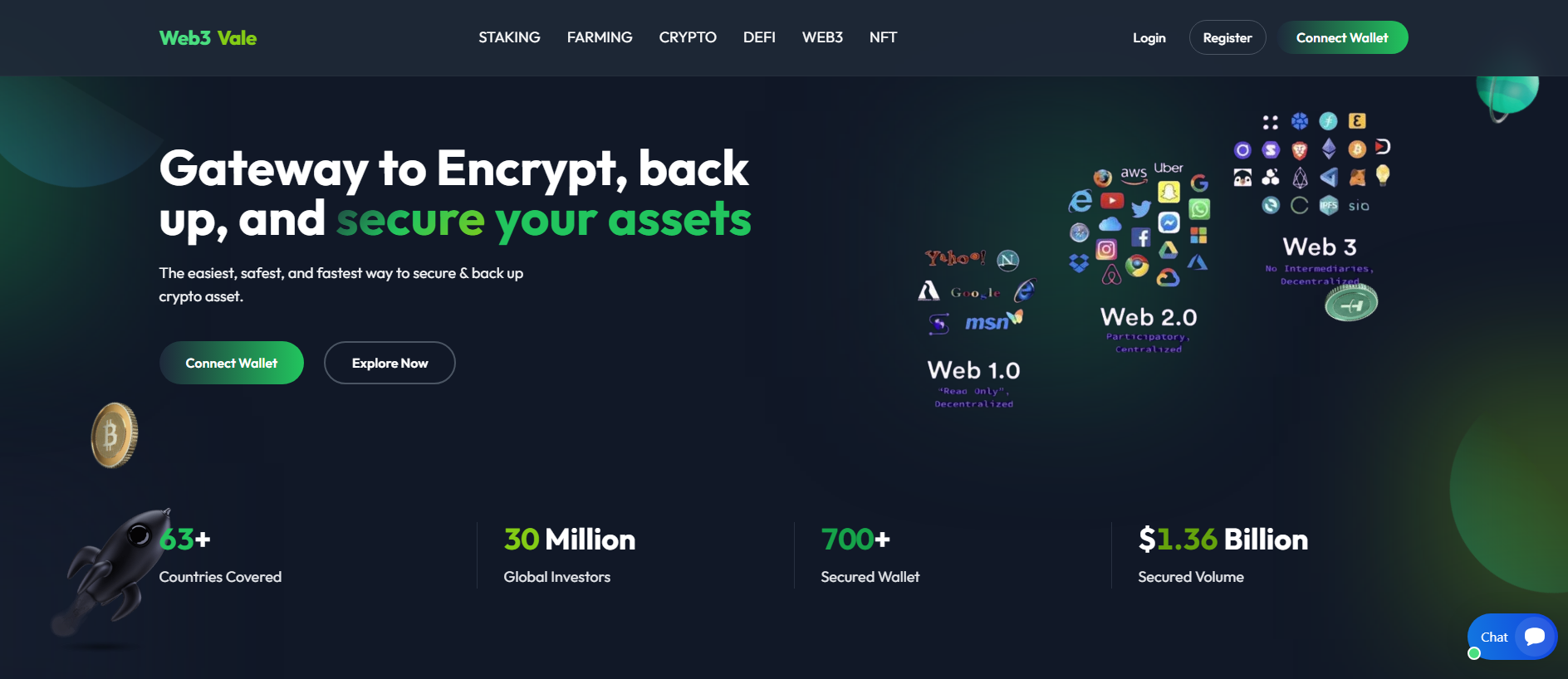 Forensic screenshot of web3vale.com showing the phishing page layout