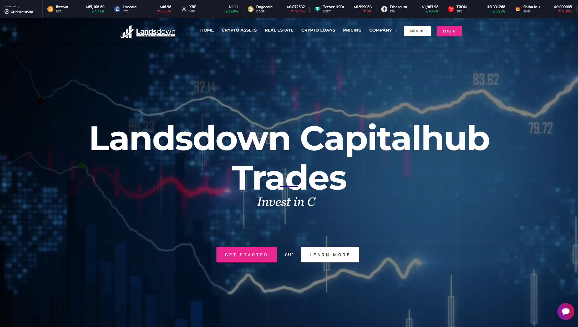 Forensic screenshot of landsdowncapitalhub.com showing the phishing page layout
