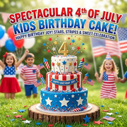 4th of July kids birthday cake red white blue patriotic