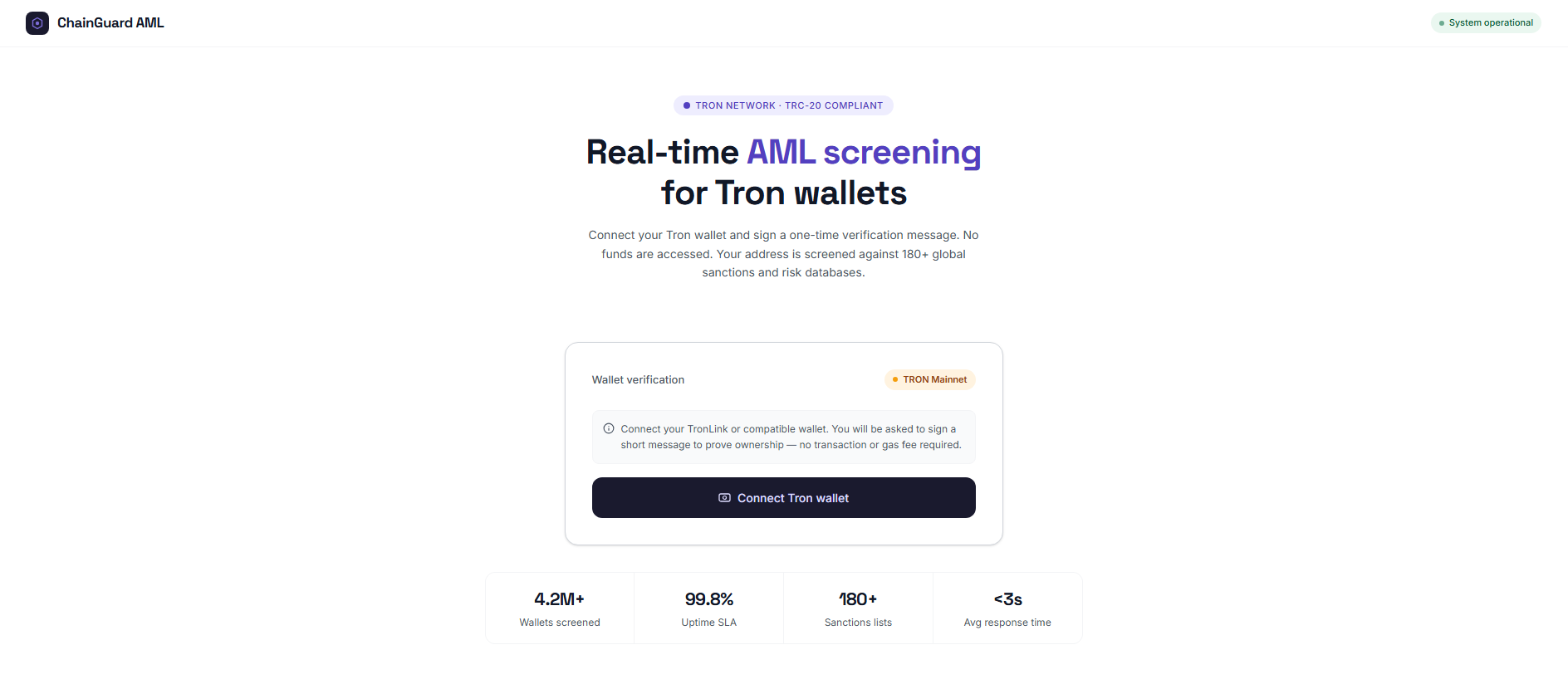 Screenshot of amlwalletverification.com
