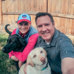 Pet care professional with happy dog
