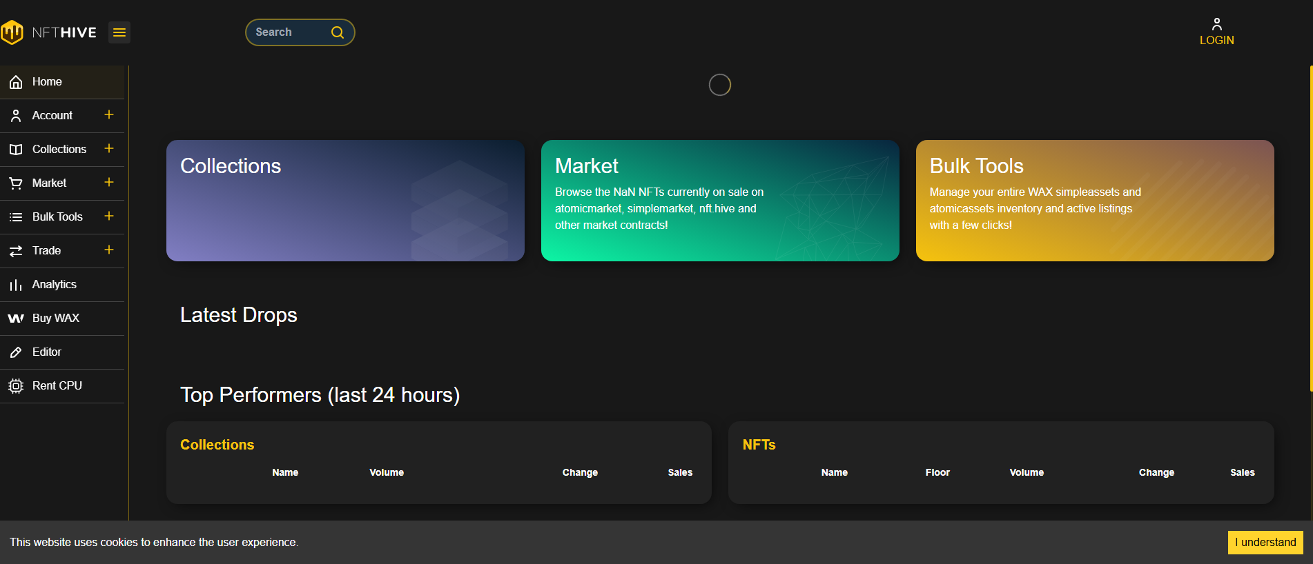 Screenshot of nfthive-frontend.pages.dev