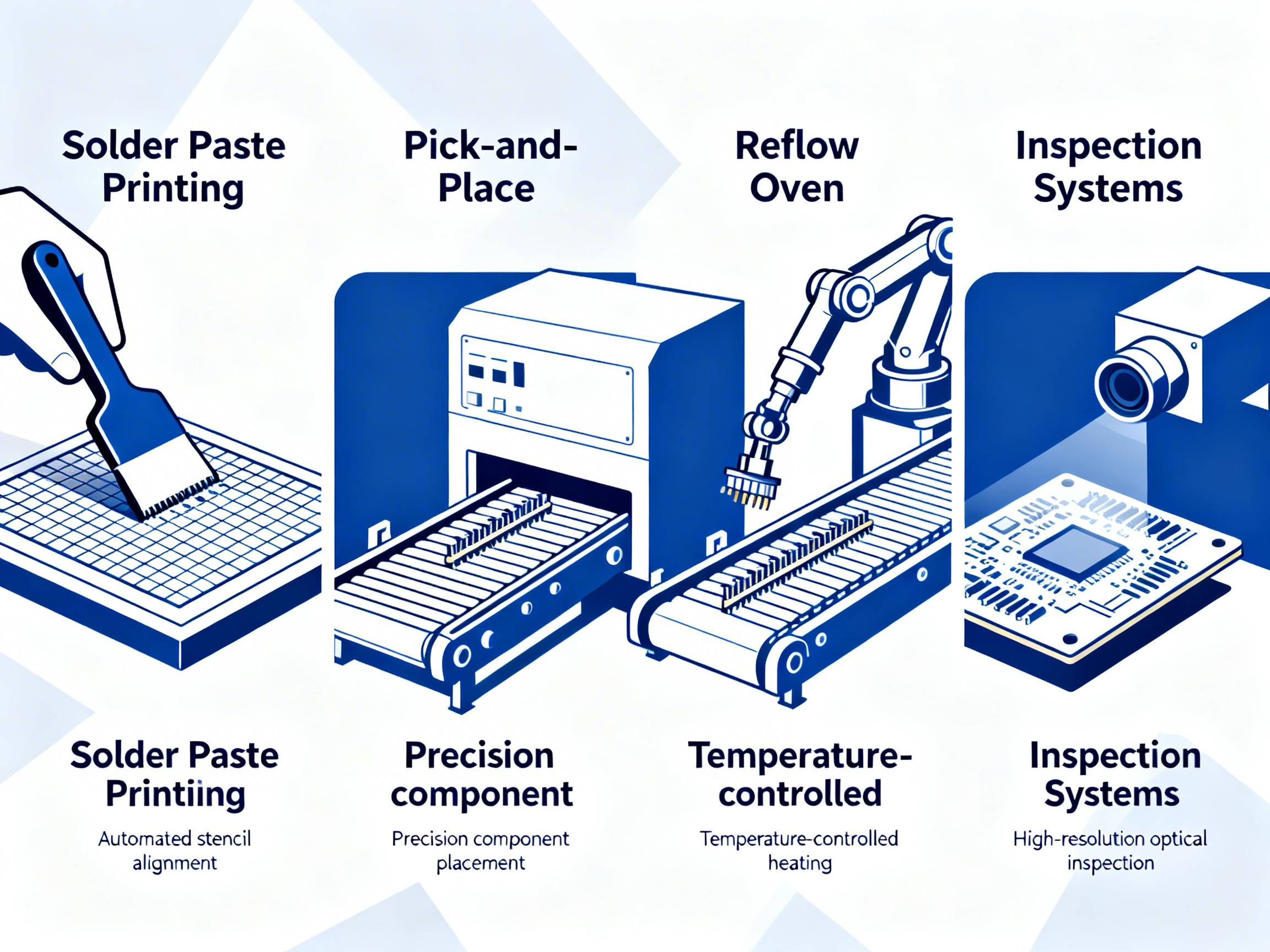 SMT process flow with precision and automation.